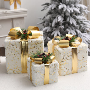 Plush Christmas Gift Box Decorations (3 Pcs)