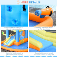 Kids Inflatable Water Slide 5-in-1 Bounce House Water Park Jumping Castle With Water Pool, Slide, Climbing Walls & 450W Air Blower
