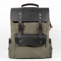 Unisex College Vintage Canvas Leather Backpack
