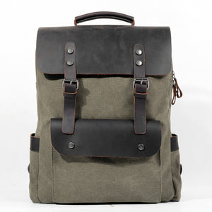 Unisex College Vintage Canvas Leather Backpack