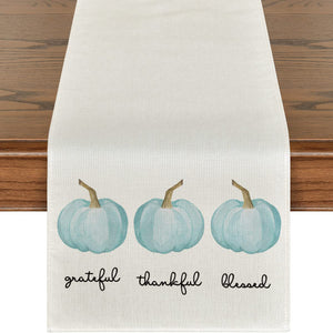 Thanksgiving Pumpkin Printed Linen Table Runner