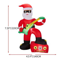 Dropship 7.5FT Lighted Christmas Inflatable Decoration, Inflatable Black Santa Playing Electric Guitar, Funny Blow Up Yard Decorations With Built-in LED Lights For Holiday Party Front Yard Lawn Garde
