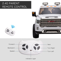 12V Battery Kids GMC Sierra HD Ride On Toy With Remote Control, Bright Headlights & Working Suspension - White