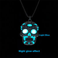 Halloween Luminous Sugar Skull Necklace With Day Of The Dead Lotus Pattern Personality Clavicle Necklace Fashion Jewelry Accessories
