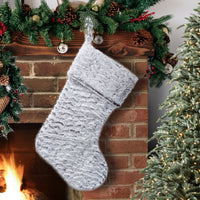 Gray Fluffy Christmas Stocking
