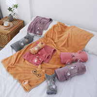 Two-piece Set Gift Thickened Coral Velvet Cartoon Animal Shape Beach Towel
