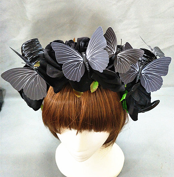Shofar Dark Rose Lolita Cos Headdress