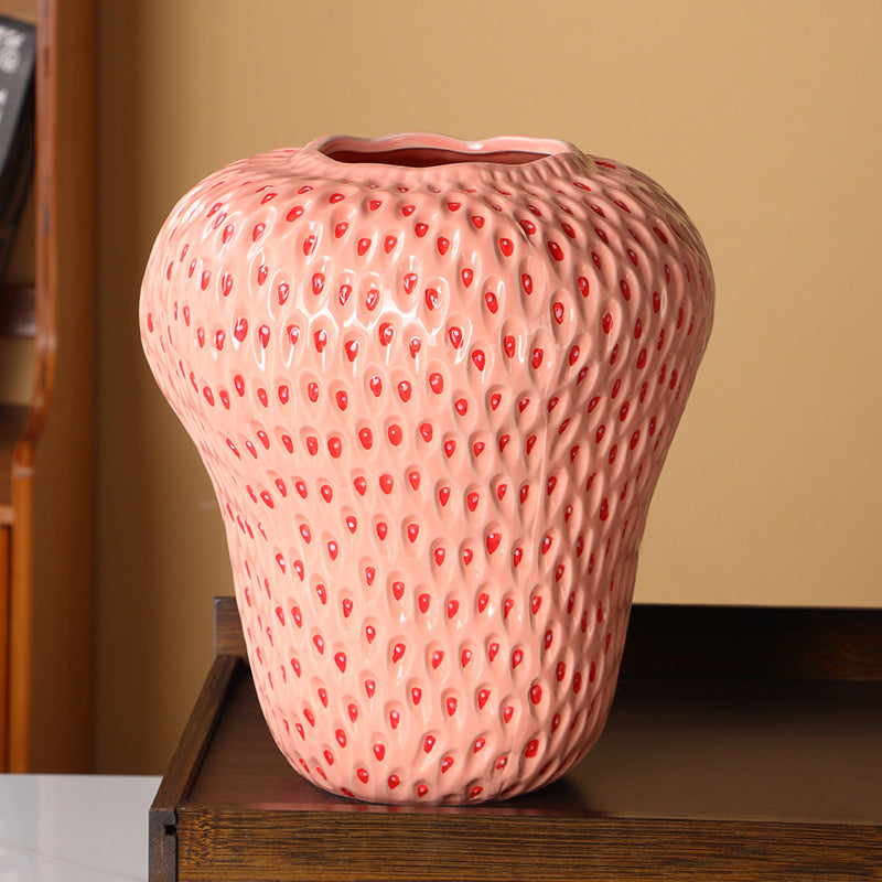 Faux Flower Strawberry Vase