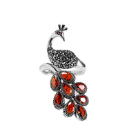 Silver Jewelry Women's Peacock Pomegranate Ring
