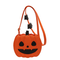 Funny Pumpkin Jack-o-Lantern Cartoon Shoulder Crossbody Bag With Bats
