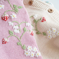 Hand Embroidered Strawberry Flower Cardigan (Toddler/Child)
