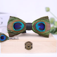 Peacock Feather Bow Tie
