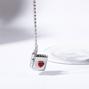 Retro Love Zircon Heart Album Locket Necklace