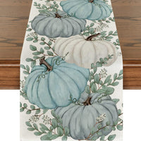 Thanksgiving Pumpkin Printed Linen Table Runner
