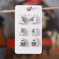 Halloween Book Ghost Wooden Stud Earrings
