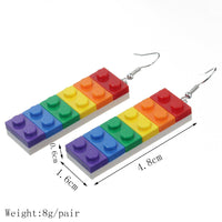 Six Color Rainbow Building Block Earrings
