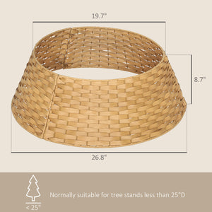 Natural,27 Inch Rustic Christmas Tree Skirt, Plastic Woven Christmas Tree Collar For Party, Holiday, Home Decoration