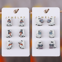 Halloween Book Ghost Wooden Stud Earrings
