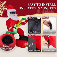 Dropship 7.5FT Lighted Christmas Inflatable Decoration, Inflatable Black Santa Playing Electric Guitar, Funny Blow Up Yard Decorations With Built-in LED Lights For Holiday Party Front Yard Lawn Garde
