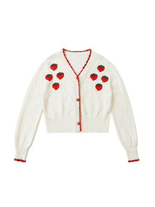 Strawberry Embroidery Knit Cardigan Jacket
