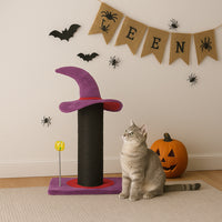 Wizard Witch Hat Cat Scratching Post With Spring Ball Toy For Indoor Cats
