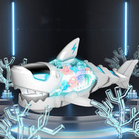 Coche de juguete eléctrico de tiburón para niños, engranaje transparente Universal, música emisora ​​de luz
