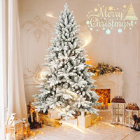 7FT Unlit Christmas Tree, Hinged Artificial Trees 1514 Premium PVC Branches
