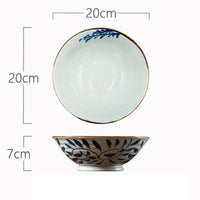 High Temperature Underglaze Color Hand-painted Ceramic Cross Grain Bowl
