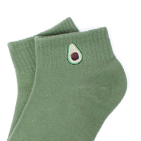 Low Cut Avocado Embroidery Ribbed Socks

