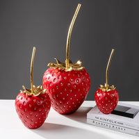 Gold Stem Strawberry Shaped Decorative Figure