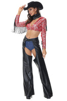 Halloween Party Cowboy Cosplay Costume Women Gothic West Cowgirl Outfit Masquerade Retro Tribe Hippie Fancy Dress
