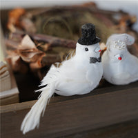 White Feathered Bird Ornament Desktop Decoration Art Retro Photography Props
