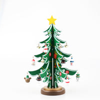 Wooden Christmas Trees Ornaments Scene Layout
