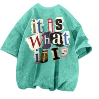 Mens Letter-Print Vintage Oversized T-Shirt
