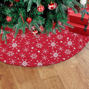 Christmas Non-woven Fabric White Color With Red Outsole Snowflake Tree Skirt