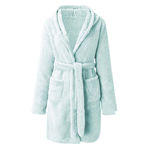 Plush Hooded Short Bath Robe