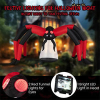 10ft Wide 5ft Tall Giant Halloween Inflatable Spider - LED Head Light   2 Red Eye Tunnel Lights, Black Red Color
