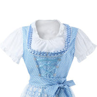 Halloween Munich German Beer Garden Long Short-sleeved Printed Lace-up Oktoberfest Dress
