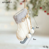 White Plush Fabric Pendant Gloves Sled Creative Christmas Tree Ornaments
