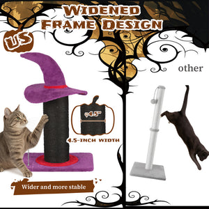 Wizard Witch Hat Cat Scratching Post With Spring Ball Toy For Indoor Cats