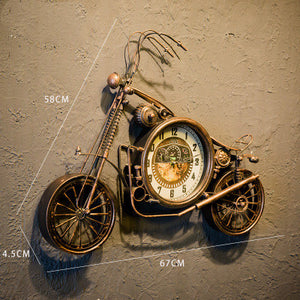 Iron Motorcycle Clock Wall Hanging Wall Decoration