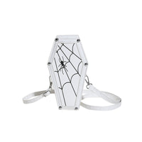 Halloween Coffin-shape Shoulder Bag Gothic Ghost Spider Web Messenger Crossbody Bag Kids Personality Phone Bag For Women
