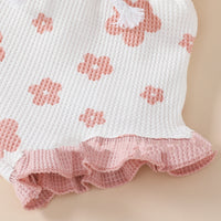 Baby Girl Waffle Print Overall Dress Set
