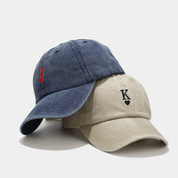 King of Hearts Queen of Hearts Washed-out Vintage Matching Baseball Caps