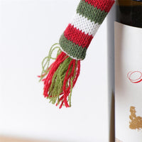 Couverture de bouteille de vin de chapeau d'écharpe de laine tricotée de Noël
