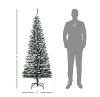 HOMCOM 6ft Artificial Snow Flocked Christmas Tree With Foldable Steel Stand Home Indoor Decoration Green
