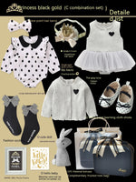 Baby Gift Package Little Princess Black Gold Dress Polka Dot Set
