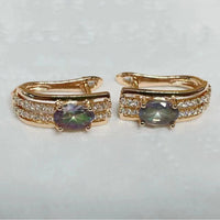 Fashion Wild Rose Gold Peacock Green White Zircon Earrings
