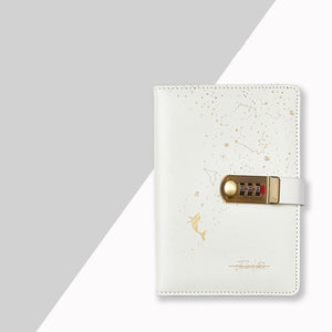 Password Book Diary With Lock Fingerprint Simple Literary Retro Constellation Notebook