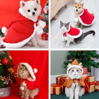 Cat Christmas Outfits, Dog Cat Santa Claus Outfit, Soft And Thick Xmas Cape With Hat, Christmas Cat Dog Costume Pet Cape, Cat Christmas Costumes For Cats, Medium Cat Cape For Cats
